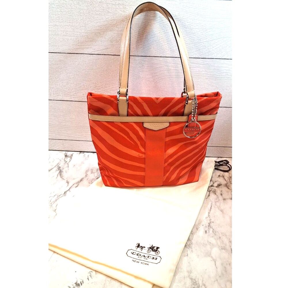 Coach F23283 Zebra Print Canvas Tote Bag